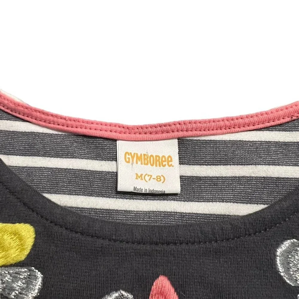 Gymboree M (7-8) Embroidered Floral & Stripes Dress